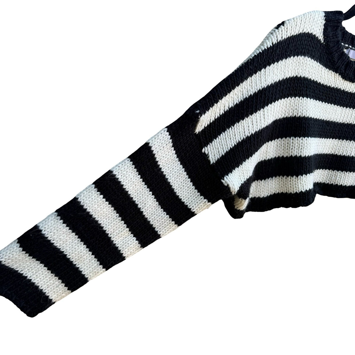 Adika Y2K Alt Emo Grunge Indie Striped Chunky Knit Cropped Oversized Sweater L