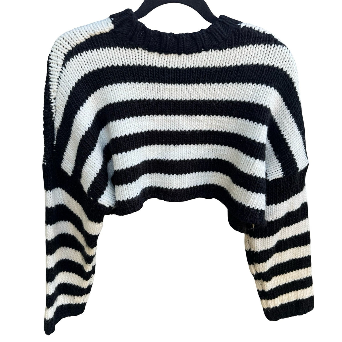 Adika Y2K Alt Emo Grunge Indie Striped Chunky Knit Cropped Oversized Sweater L