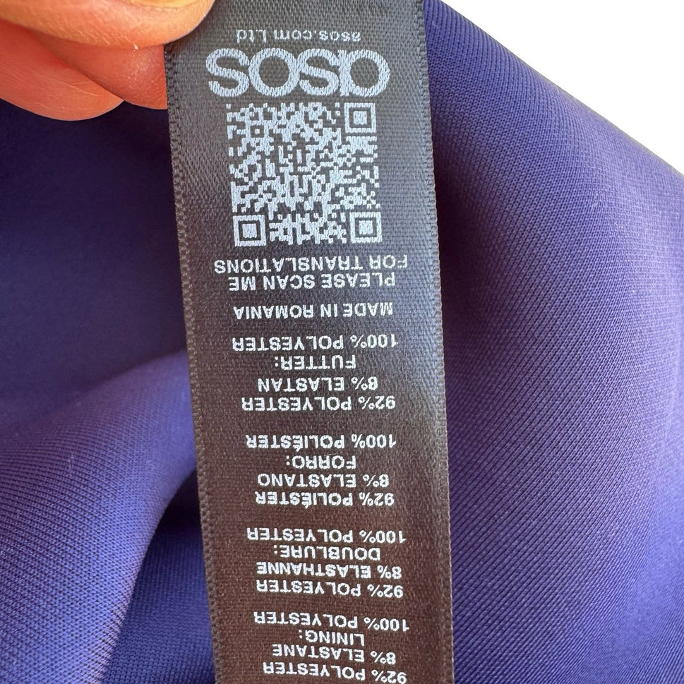 ASOS Navy One Shoulder Scuba Gala Formal Midi Dress Bow Detail US 4 NEW Mermaid