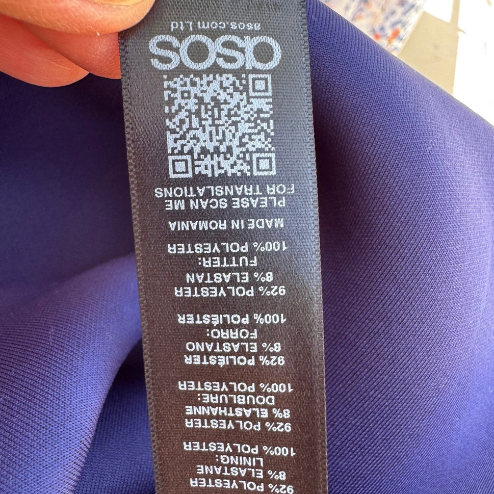 ASOS Navy One Shoulder Scuba Gala Formal Midi Dress Bow Detail US 4 NEW Mermaid