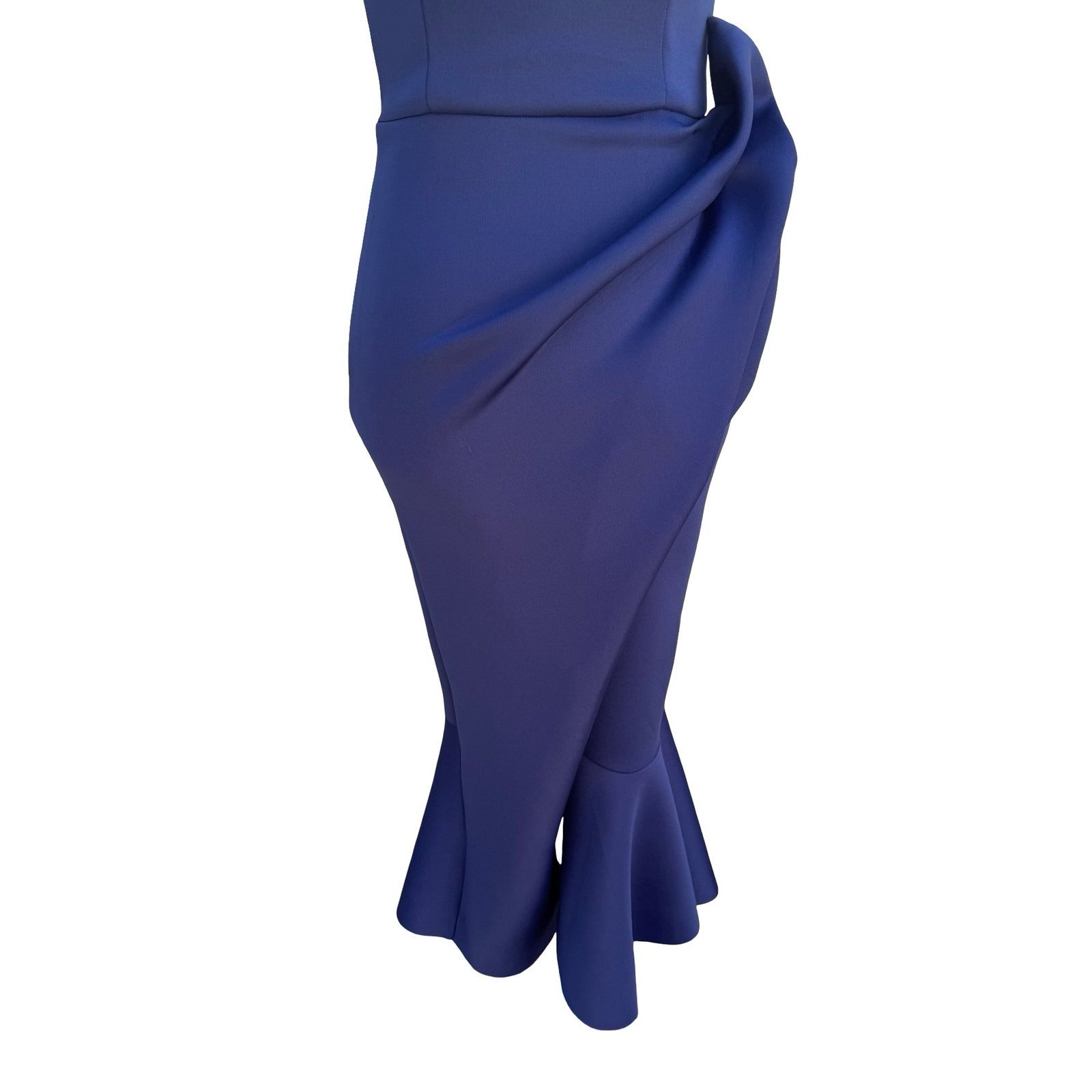 ASOS Navy One Shoulder Scuba Gala Formal Midi Dress Bow Detail US 4 NEW Mermaid