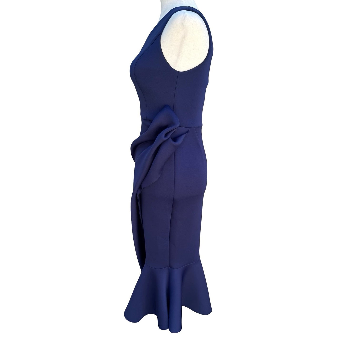 ASOS Navy One Shoulder Scuba Gala Formal Midi Dress Bow Detail US 4 NEW Mermaid