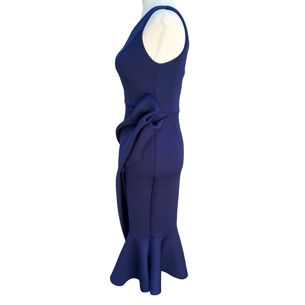 ASOS Navy One Shoulder Scuba Gala Formal Midi Dress Bow Detail US 4 NEW Mermaid