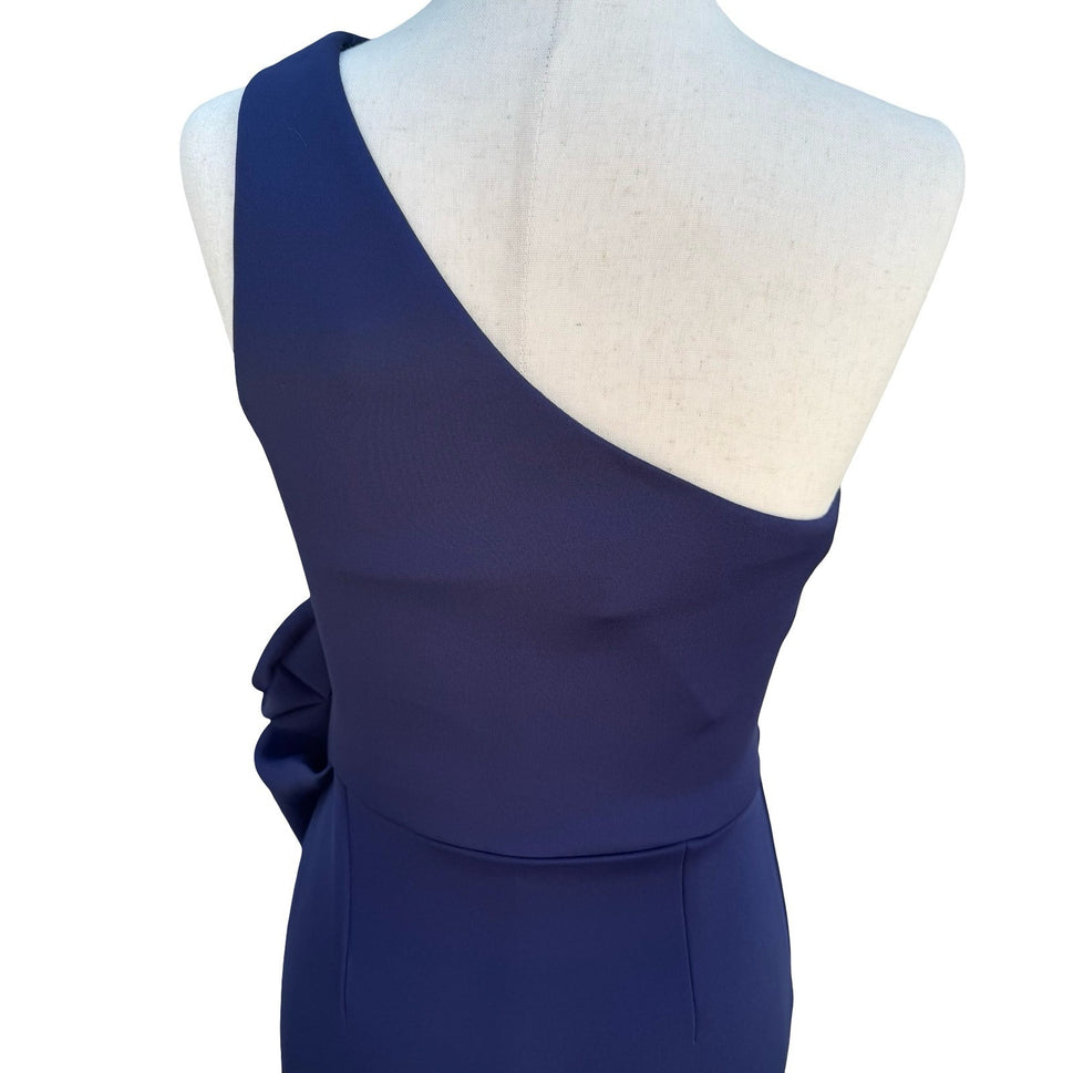 ASOS Navy One Shoulder Scuba Gala Formal Midi Dress Bow Detail US 4 NEW Mermaid