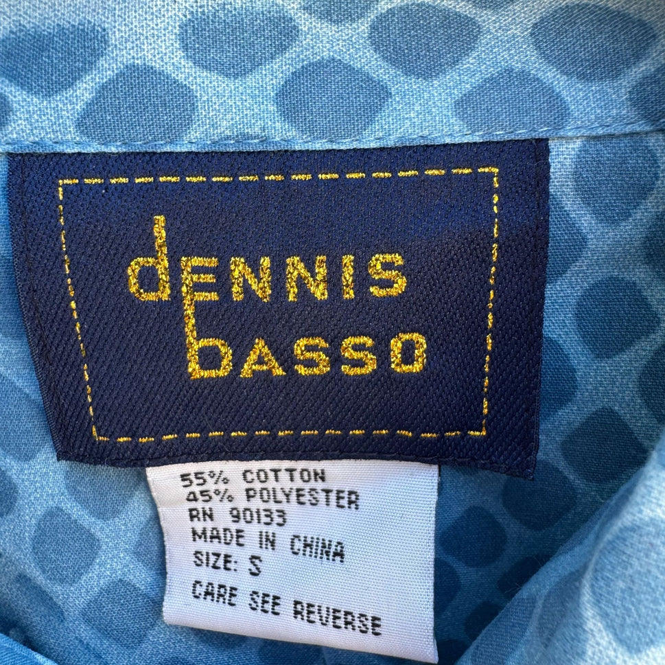 Dennis Basso Blue Paisley Snake Dot Print Long Sleeve Button-Up Shirt New S