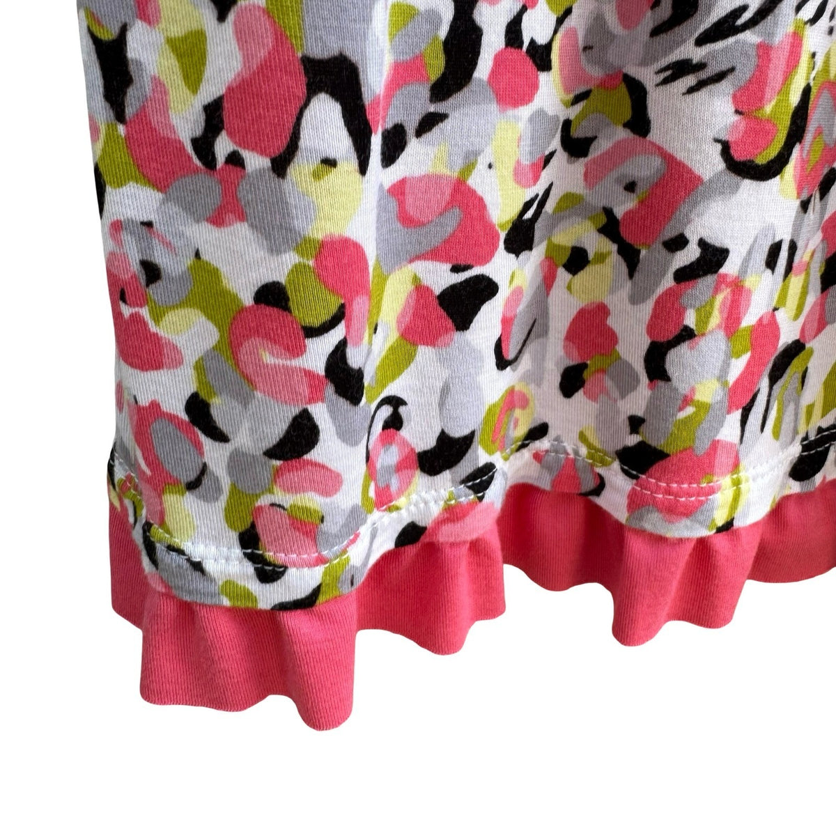 LOGO Layers Lori Goldstein Pink Abstract Print Ruffle Hem Longline Tank Top L