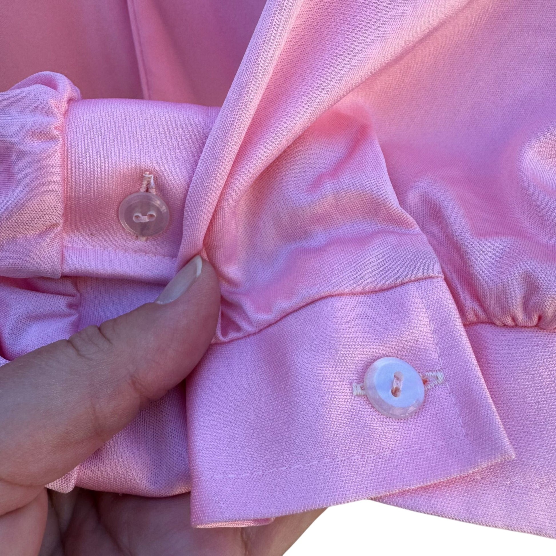 Spiegel Vintage 70s 80s Pink Pleated Long Sleeve Bow Collar Band Waist Blouse M