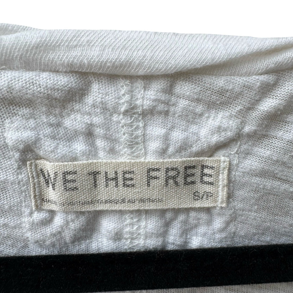 We The Free Raw Edge Minimalist Boho Slub Knit Scoop Neck Seam Tank Top White S