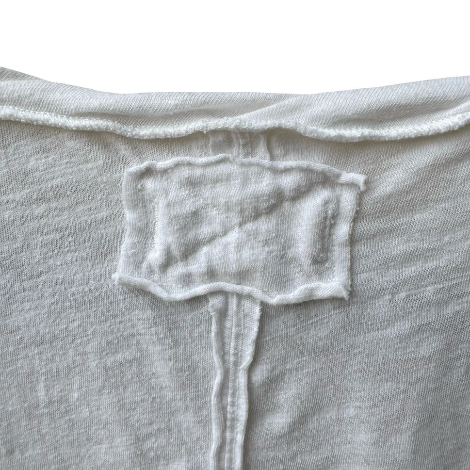 We The Free Raw Edge Minimalist Boho Slub Knit Scoop Neck Seam Tank Top White S