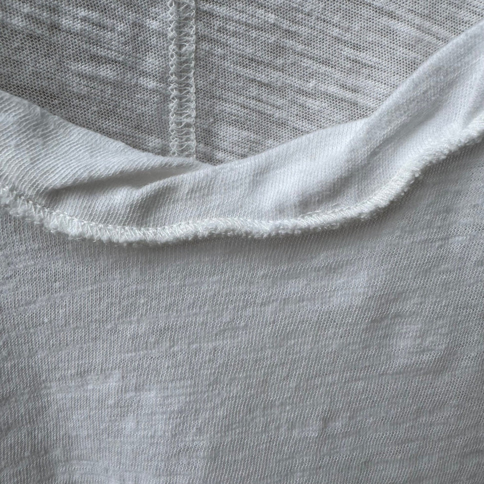 We The Free Raw Edge Minimalist Boho Slub Knit Scoop Neck Seam Tank Top White S
