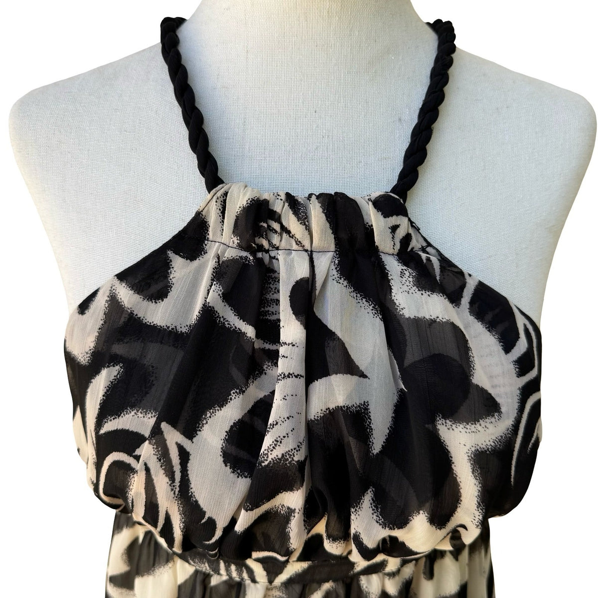 MM Couture Miss Me Y2K Boho Flowy Floral Empire Waist Halter Babydoll Top S