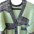 Switch Cider Indie Colorblock Oversized Wool Blend Knit Boho Cardigan Sweater Green M 3 image