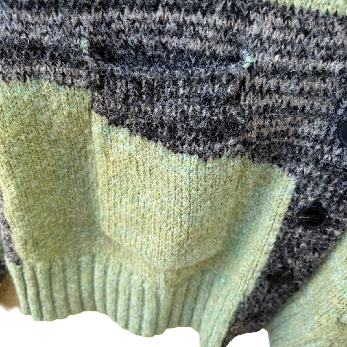 Cider Indie Colorblock Oversized Wool Blend Knit Boho Cardigan Sweater Green M