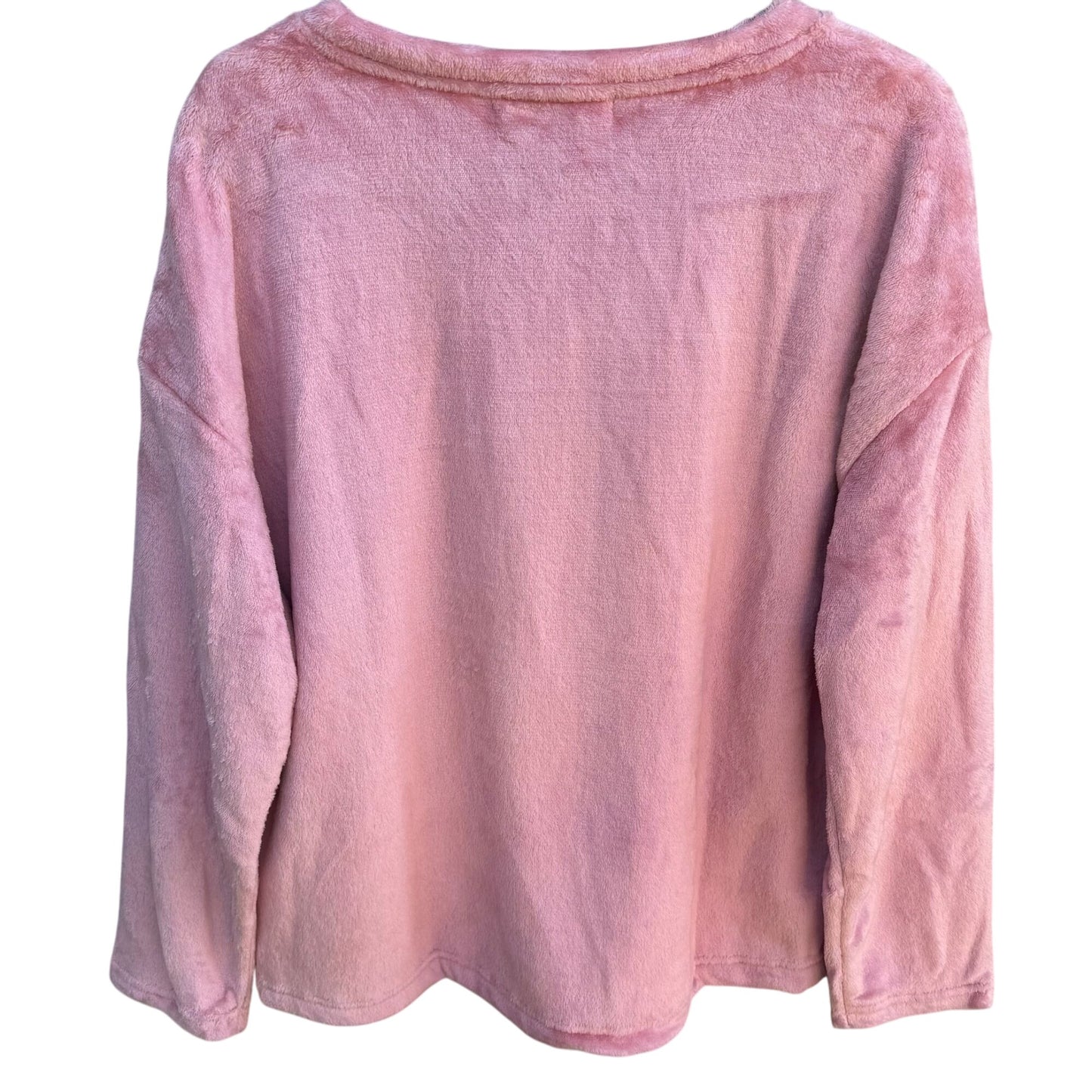 Wallflower Womens Pink Plush Fleece Oversize Long Sleeve Pullover Sweatshirt New XL