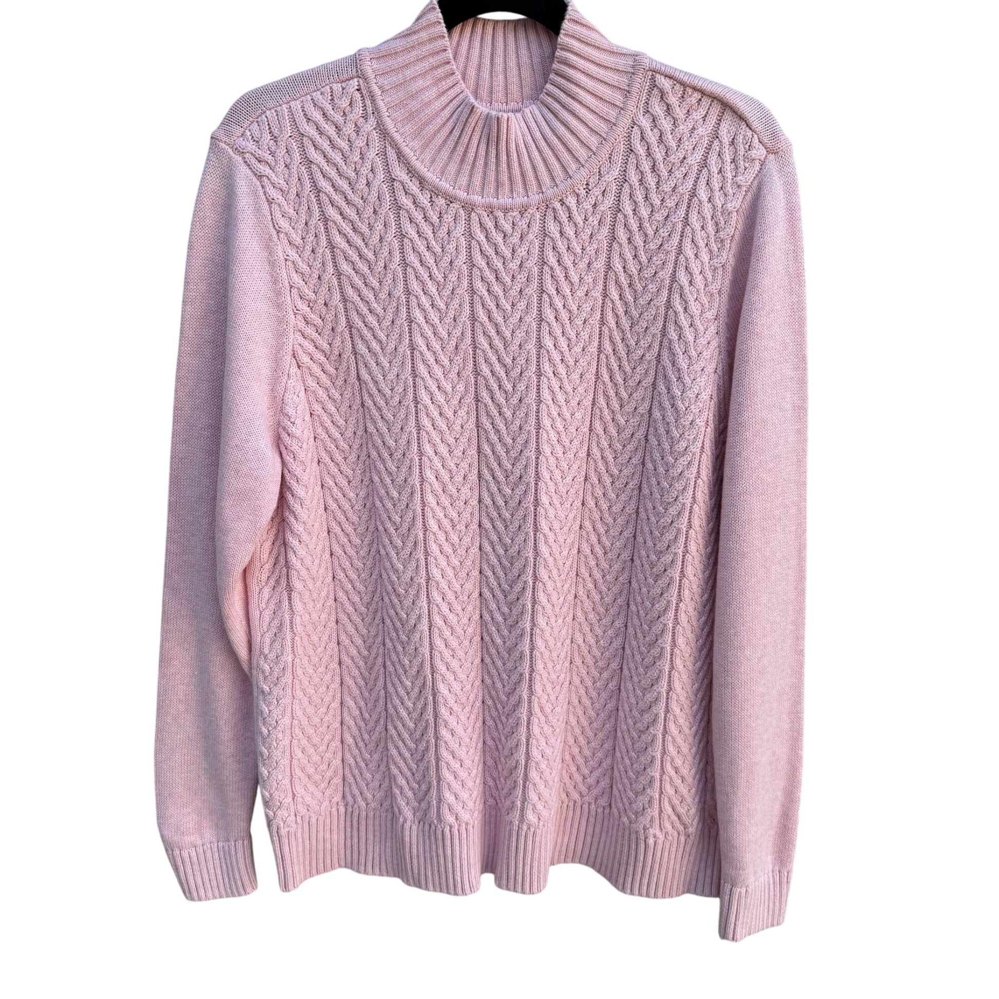 Croft & Barrow Vintage Womens Pink Chevron Cable Knit Mock Neck Sweater XXL