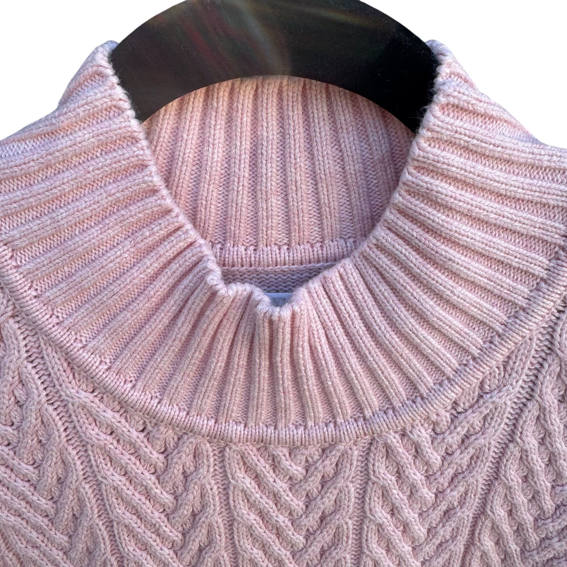 Croft & Barrow Vintage Womens Pink Chevron Cable Knit Mock Neck Sweater XXL