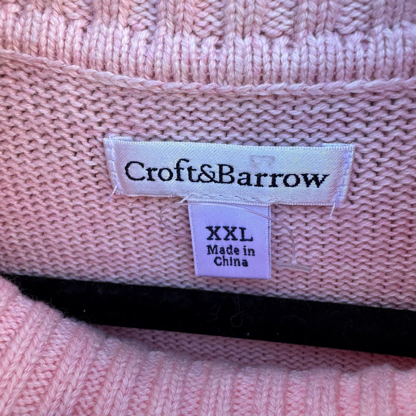 Croft & Barrow Vintage Womens Pink Chevron Cable Knit Mock Neck Sweater XXL