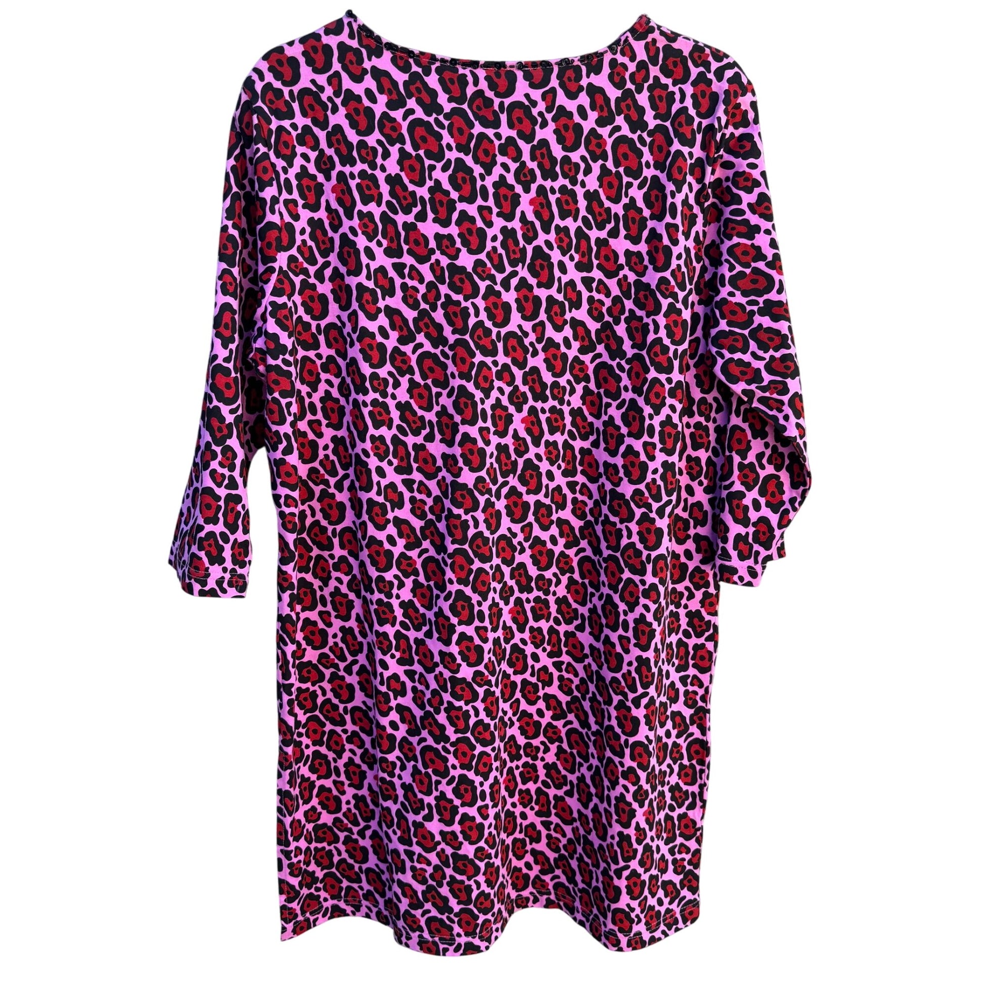 Bob Mackie Wearable Art Vintage Womens Pink Black Leopard Print Tunic Dress New