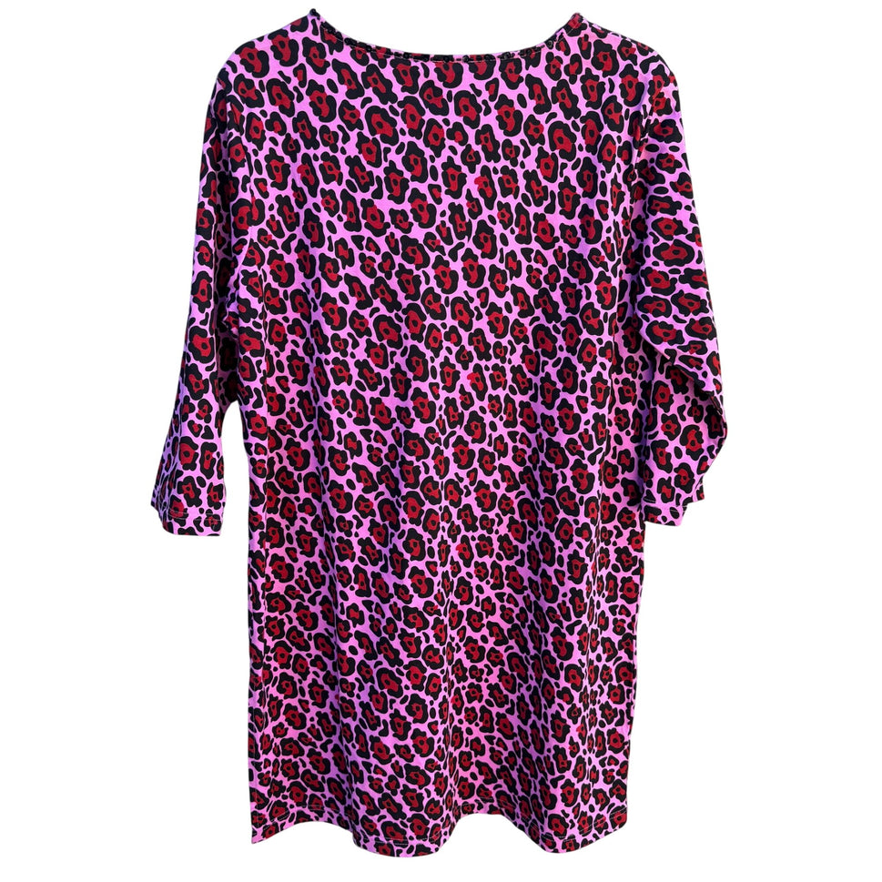 Bob Mackie Wearable Art Vintage Womens Pink Black Leopard Print Tunic Dress New