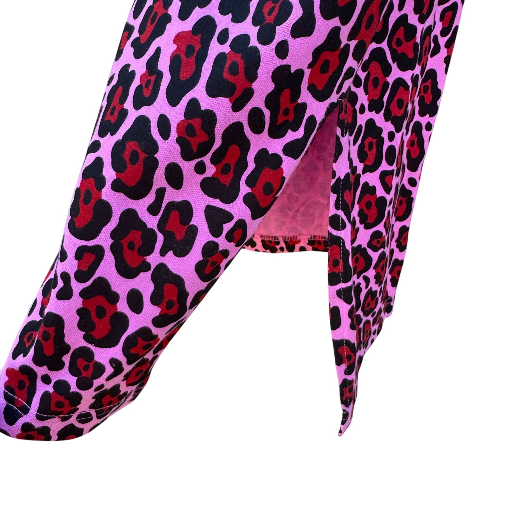 Bob Mackie Wearable Art Vintage Womens Pink Black Leopard Print Tunic Dress New