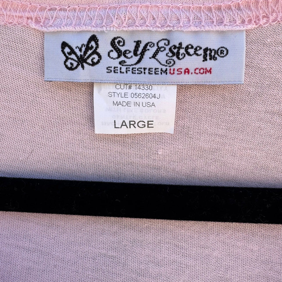 Self Esteem Y2K Coquette Pastel Pink Balletcore Fairy Bow Shirt Womens L NWT