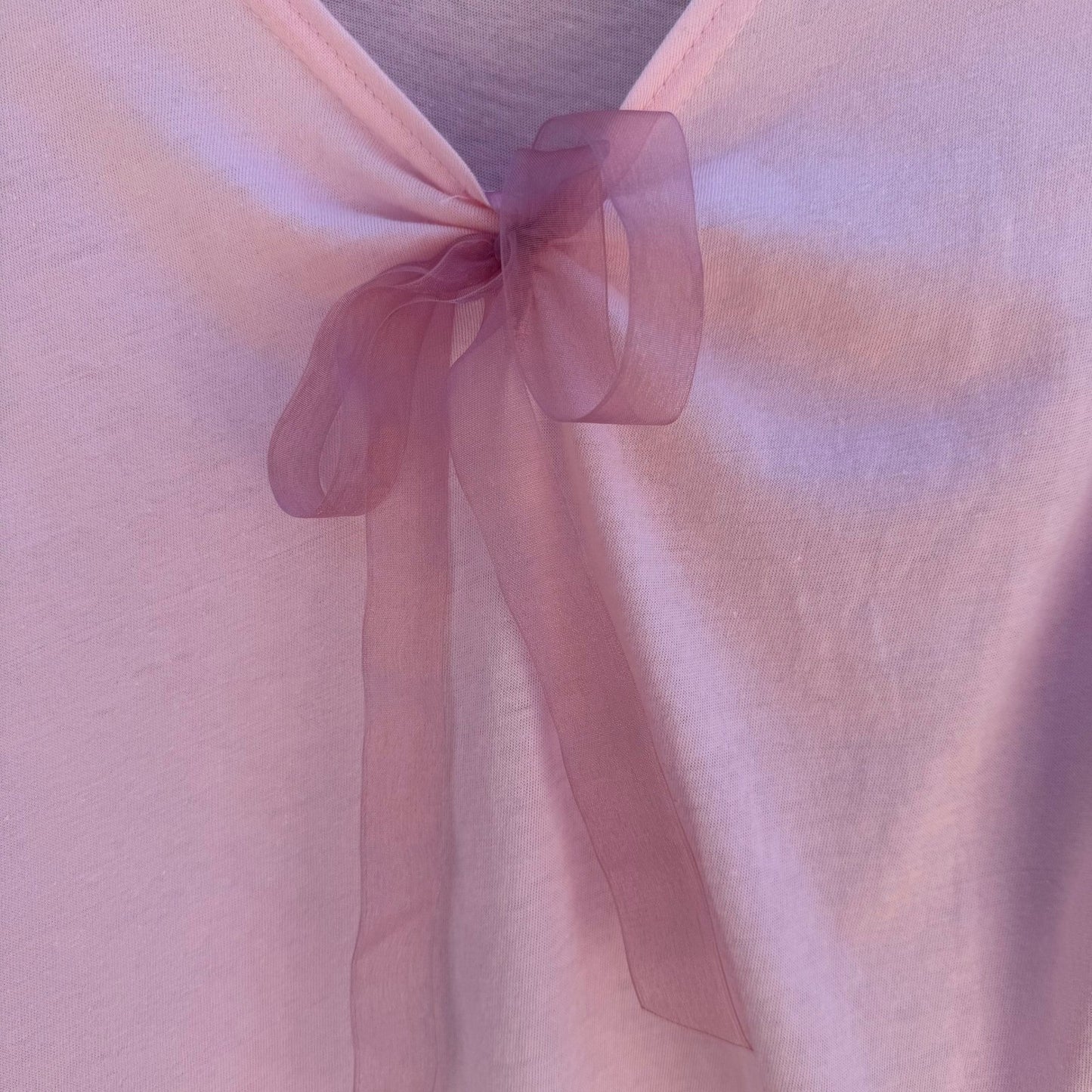 Self Esteem Y2K Coquette Pastel Pink Balletcore Fairy Bow Shirt Womens L NWT