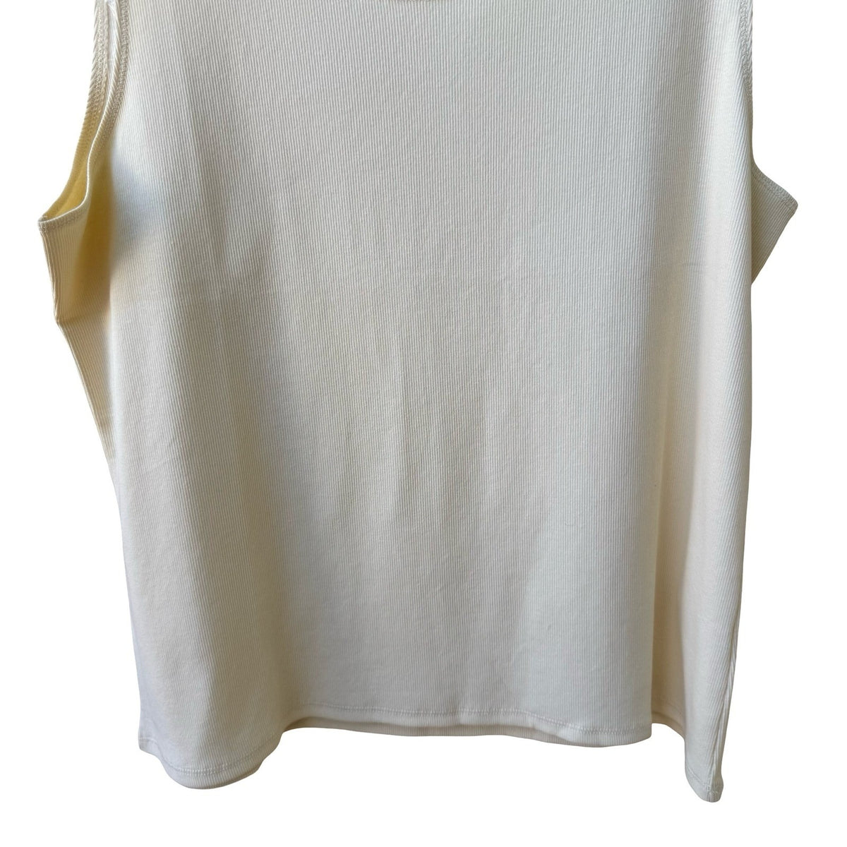 J Jill Coquette Cottagecore Lace Trim Ribbed Tank Top Butter Yellow XL NWT
