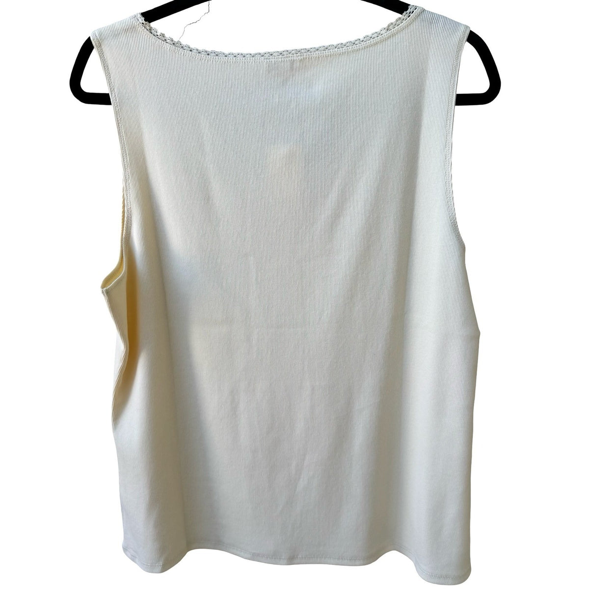 J Jill Coquette Cottagecore Lace Trim Ribbed Tank Top Butter Yellow XL NWT