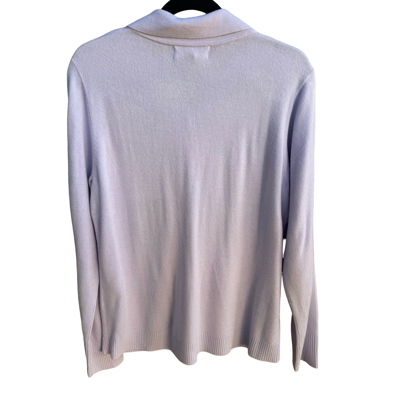 Karen Scott Grandmacore Librarian Preppy Pastel Lavender Polo Collar Cardigan L