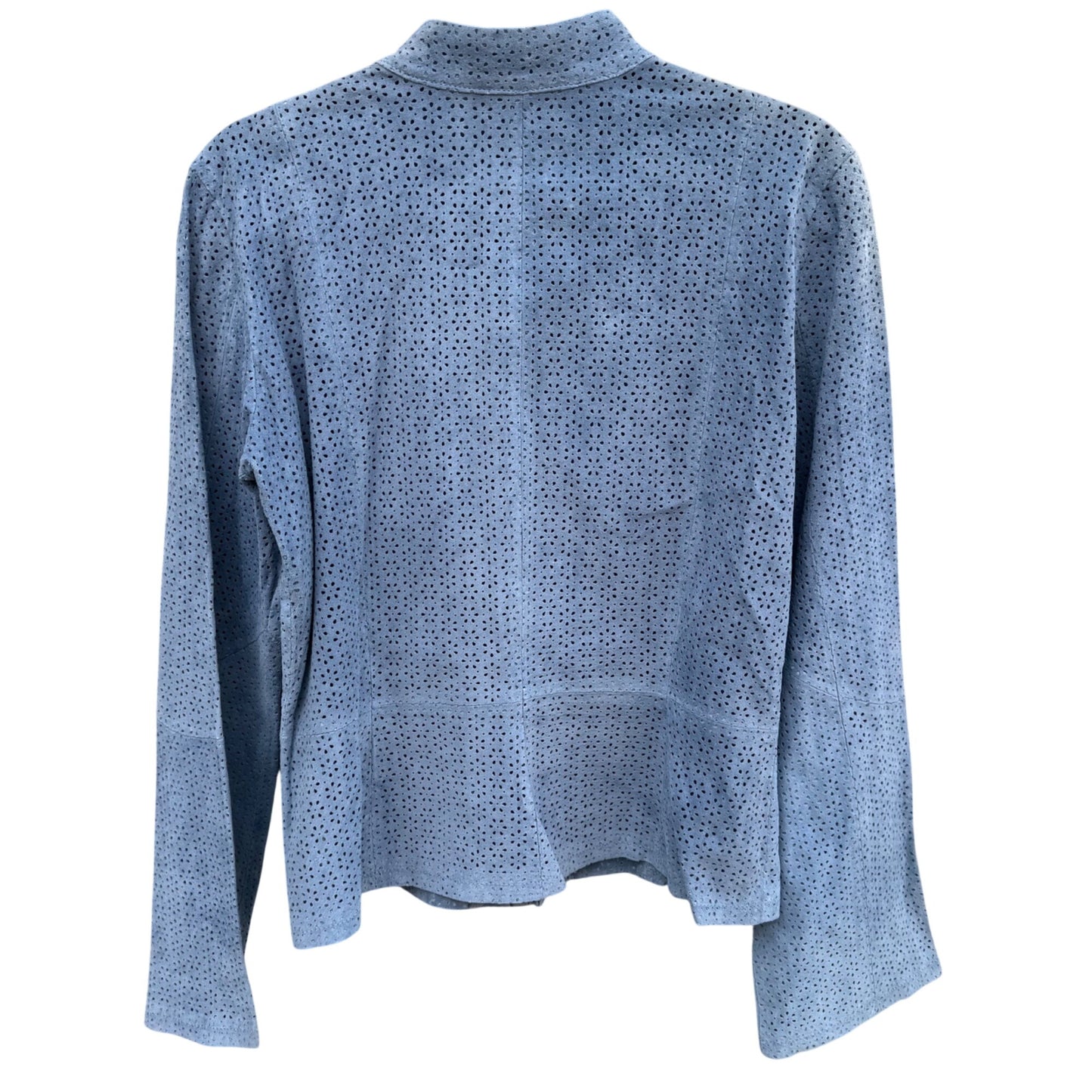 Suzanne Somers Vintage Perforated Light Blue Suede Leather Bell Sleeve Jacket S