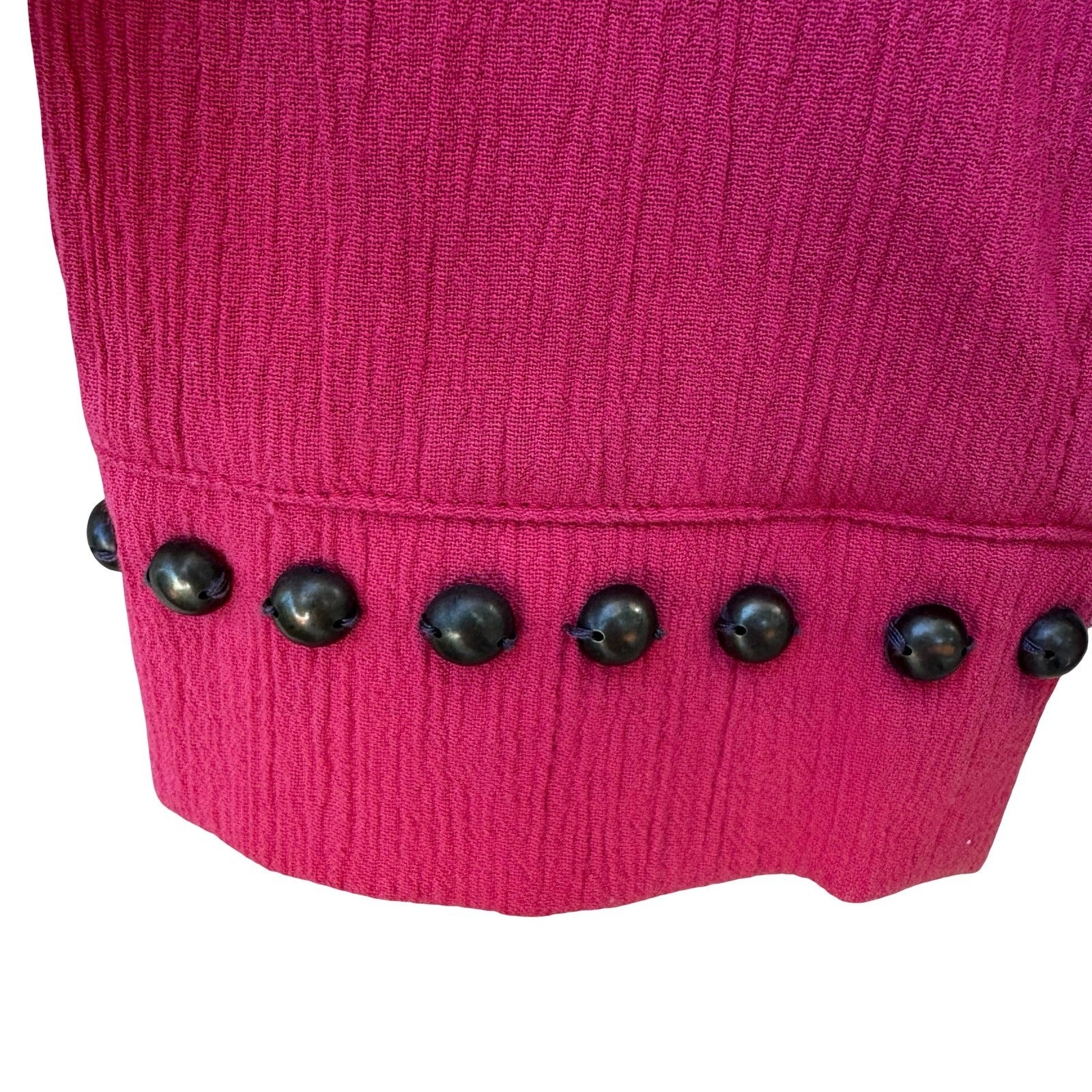 Drapers & Damons Womens M Pink Crinkle 2 Piece Set Studded V-Neck Top & Pants