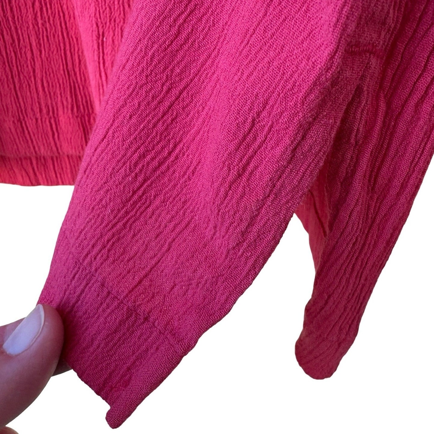 Drapers & Damons Womens M Pink Crinkle 2 Piece Set Studded V-Neck Top & Pants