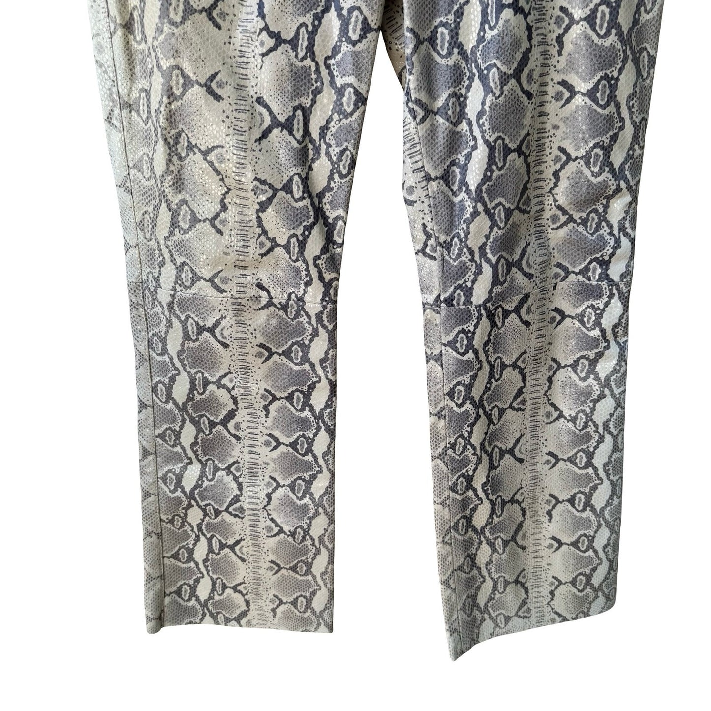 Lily Cheung Vintage Y2K Edgy Indie Grunge Biker Leather Snakeskin Print Pants 8