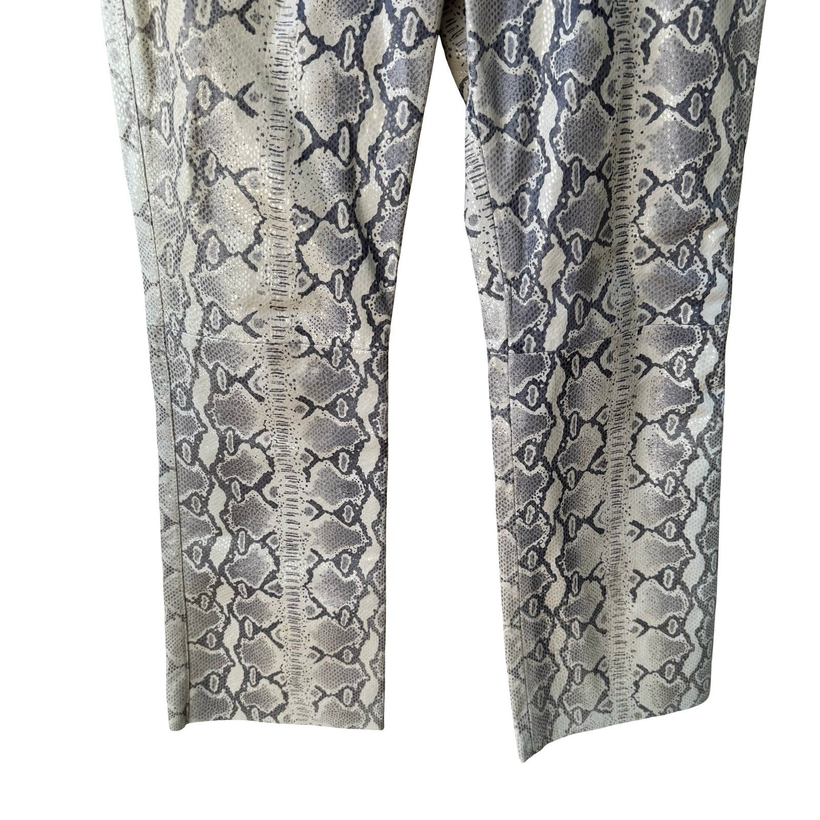 Lily Cheung Vintage Y2K Edgy Indie Grunge Biker Leather Snakeskin Print Pants 8