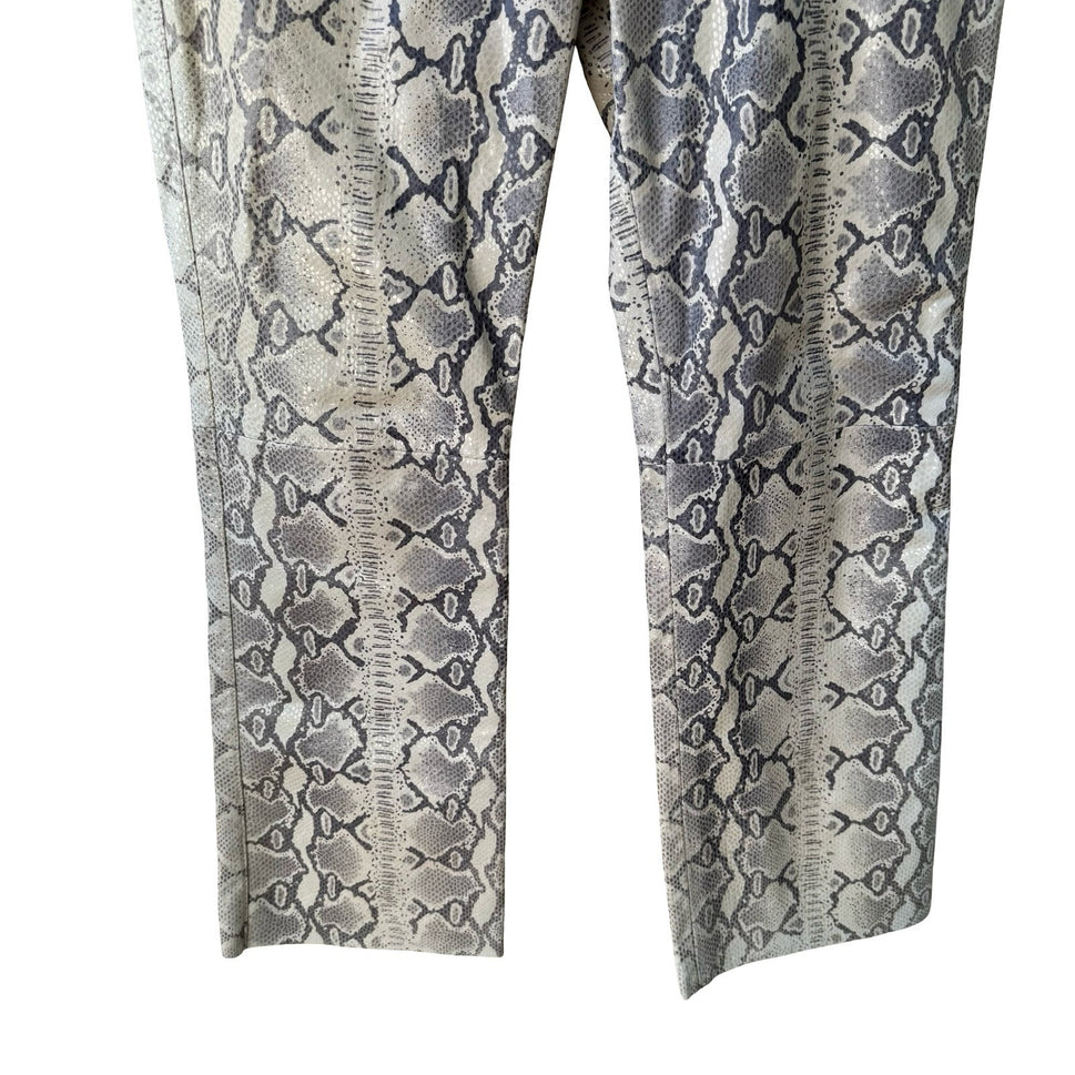 Lily Cheung Vintage Y2K Edgy Indie Grunge Biker Leather Snakeskin Print Pants 8
