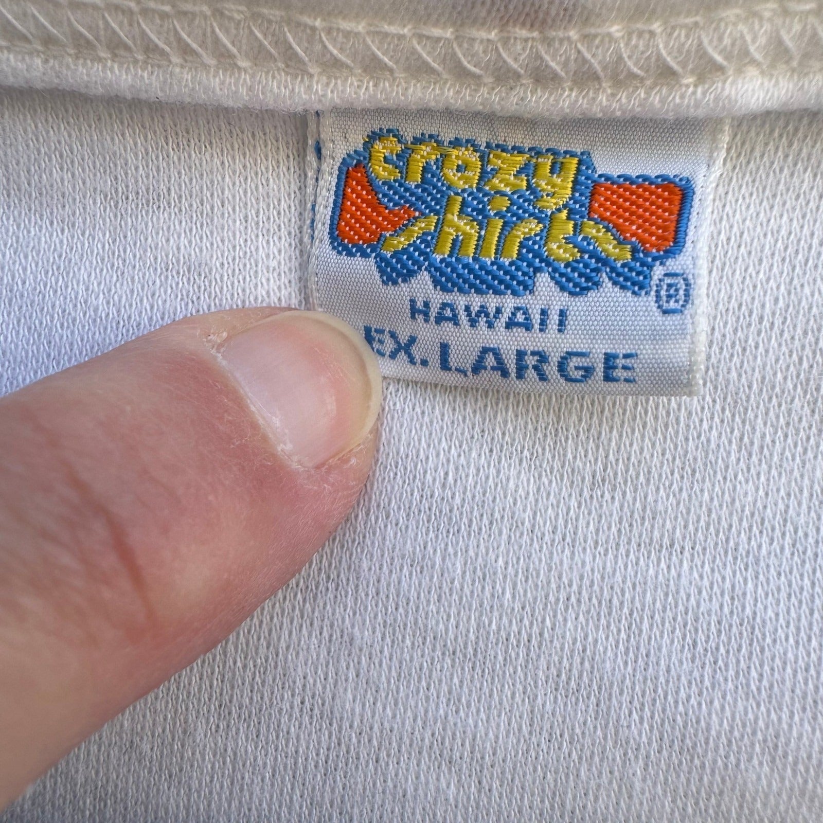 Crazy Shirts Vintage 70s Hawaii Hibiscus Floral Shirt White 70s XL Single Stitch