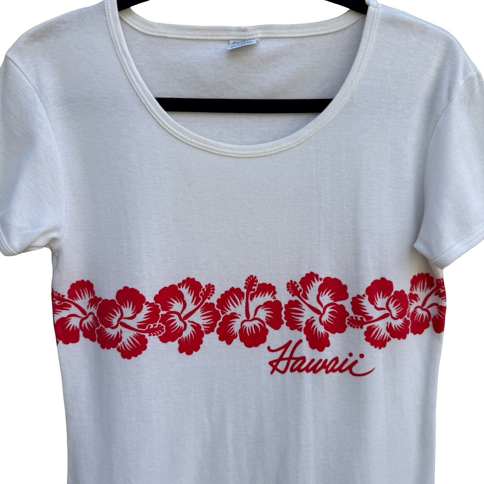 Crazy Shirts Vintage 70s Hawaii Hibiscus Floral Shirt White 70s XL Single Stitch