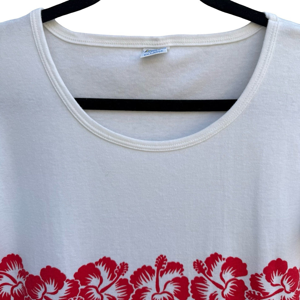 Crazy Shirts Vintage 70s Hawaii Hibiscus Floral Shirt White 70s XL Single Stitch