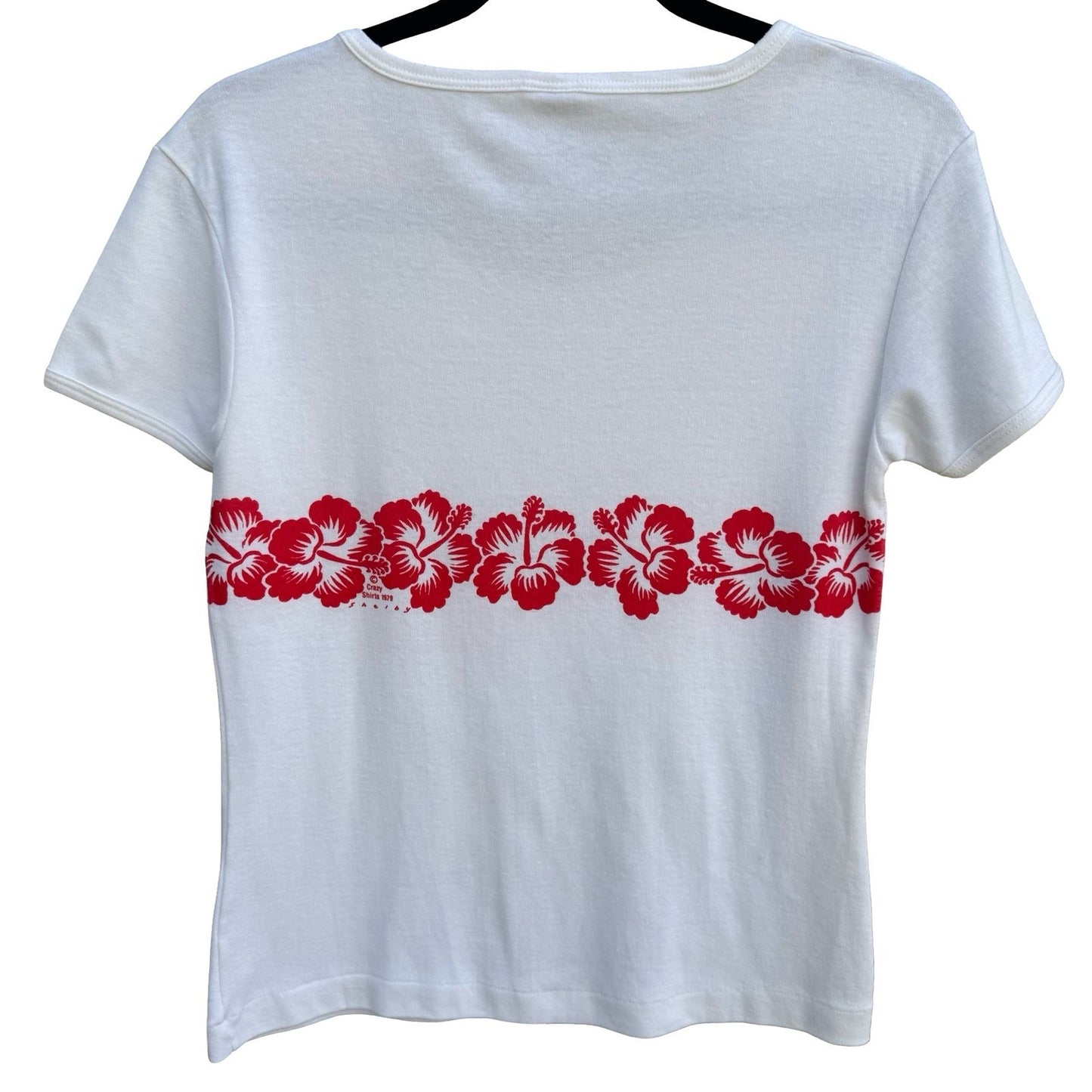 Crazy Shirts Vintage 70s Hawaii Hibiscus Floral Shirt White 70s XL Single Stitch