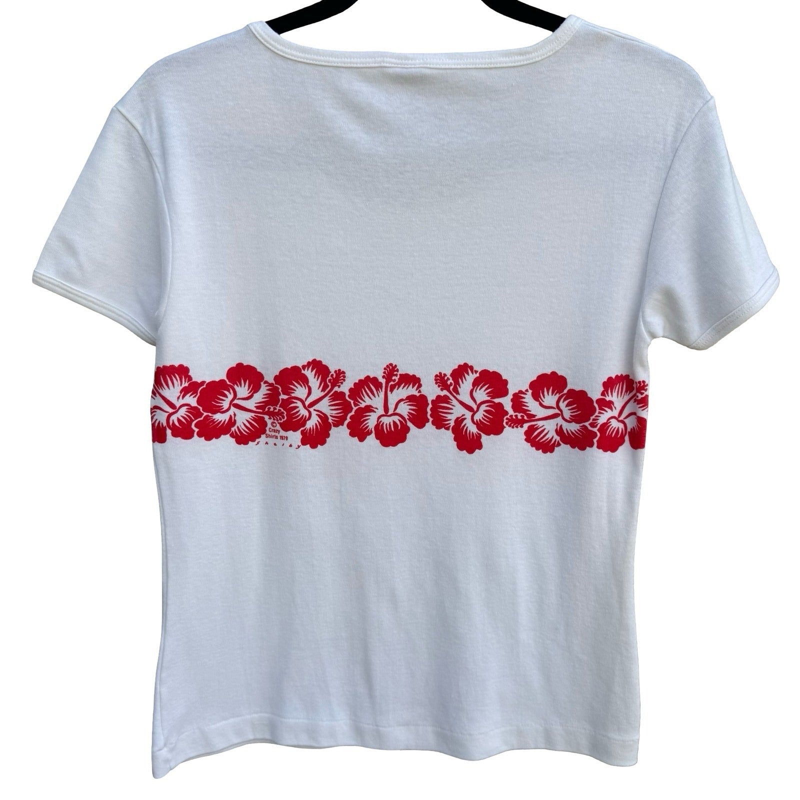 Crazy Shirts Vintage 70s Hawaii Hibiscus Floral Shirt White 70s XL Single Stitch