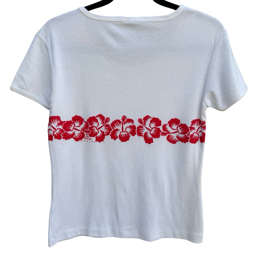 Crazy Shirts Vintage 70s Hawaii Hibiscus Floral Shirt White 70s XL Single Stitch