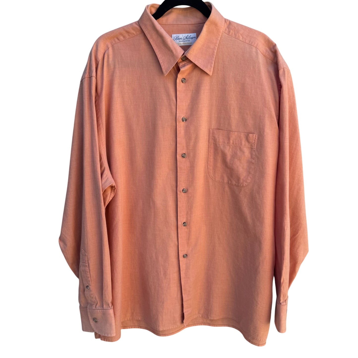 Ben Silver Charleston Mens Shirtings Mens Long Sleeve Button-Up Cotton Shirt XL