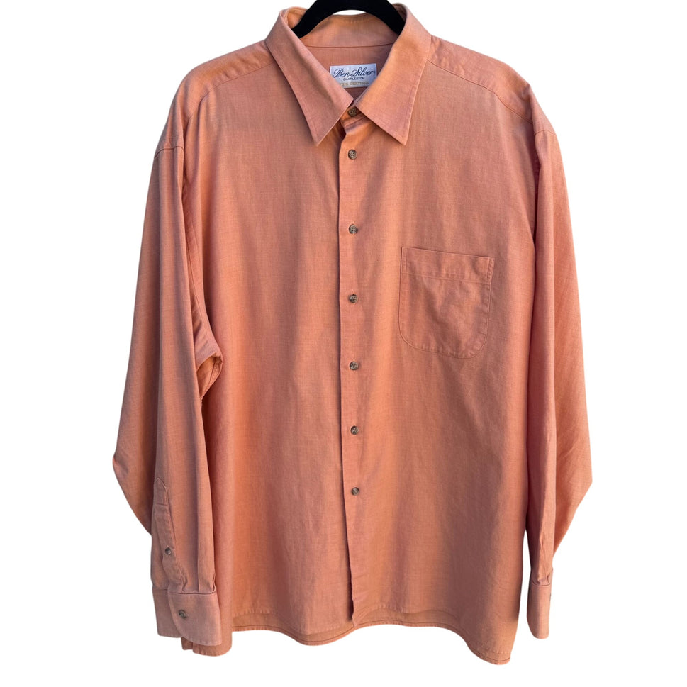 Ben Silver Charleston Mens Shirtings Mens Long Sleeve Button-Up Cotton Shirt XL