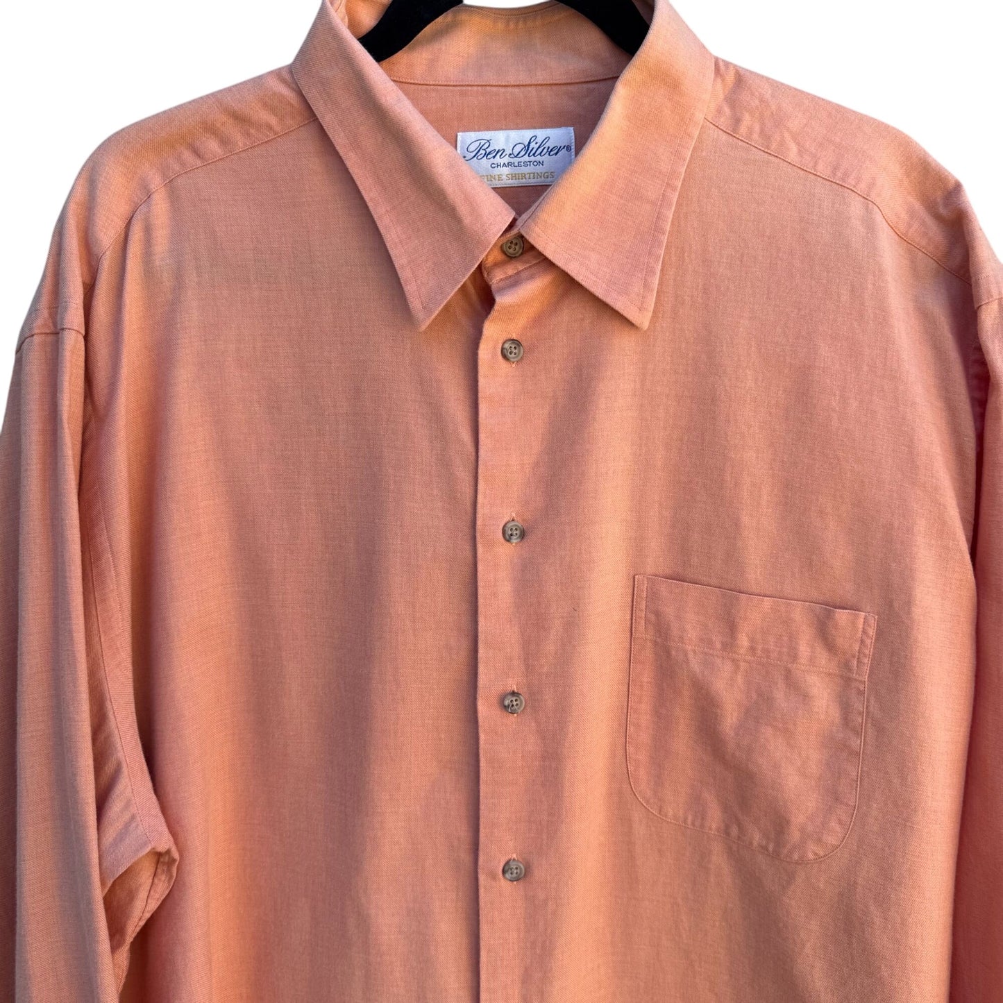 Ben Silver Charleston Mens Shirtings Mens Long Sleeve Button-Up Cotton Shirt XL