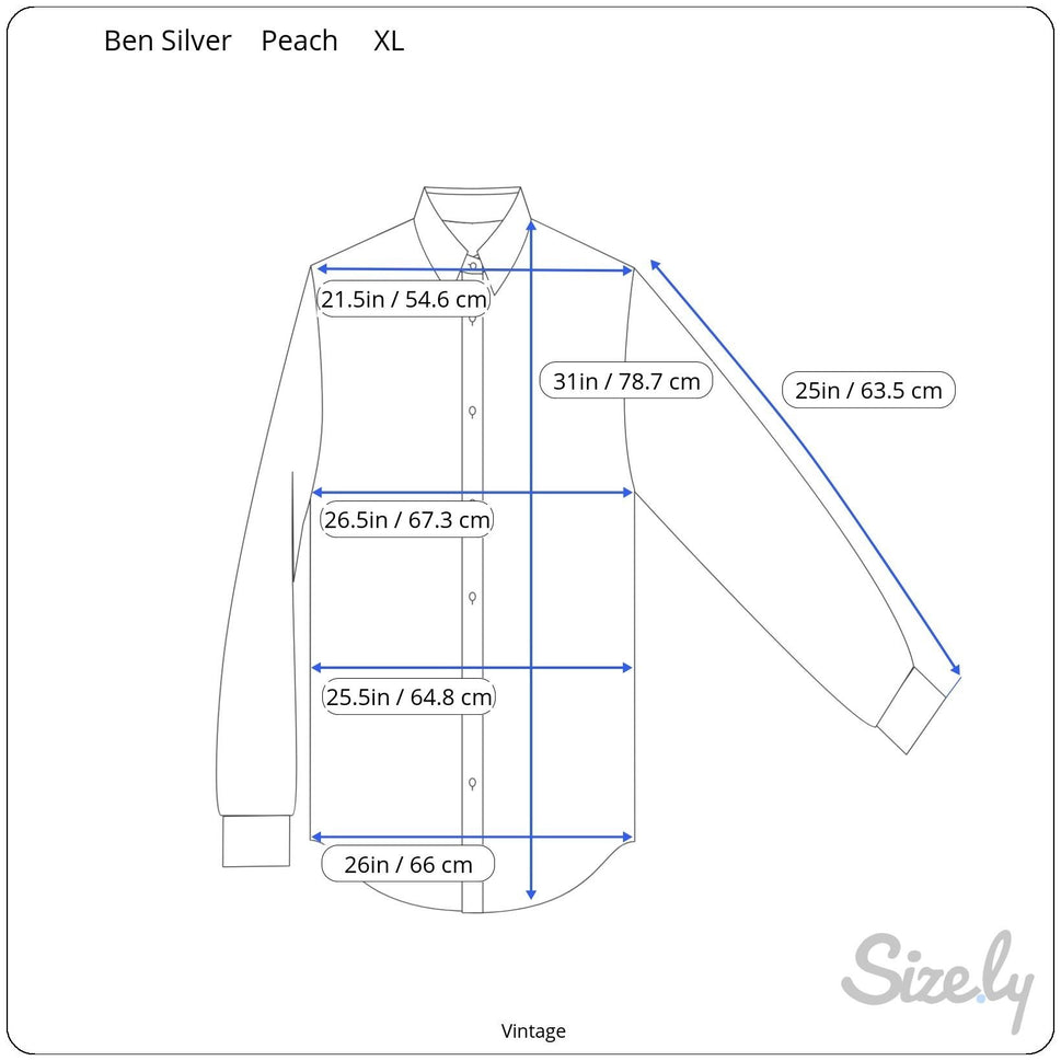 Ben Silver Charleston Mens Shirtings Mens Long Sleeve Button-Up Cotton Shirt XL