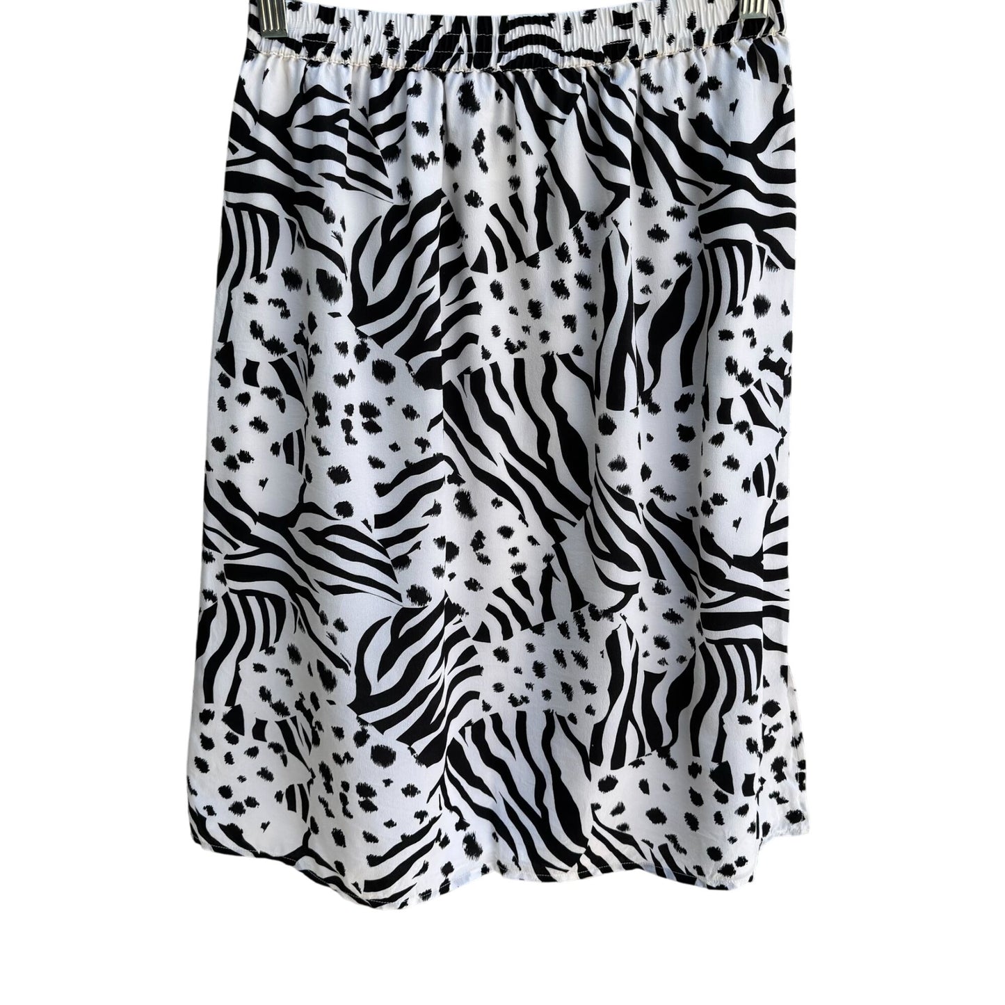 Diane Gilman Vintage Womens Silk Lined Zebra Animal Print Elastic Waist Skirt S