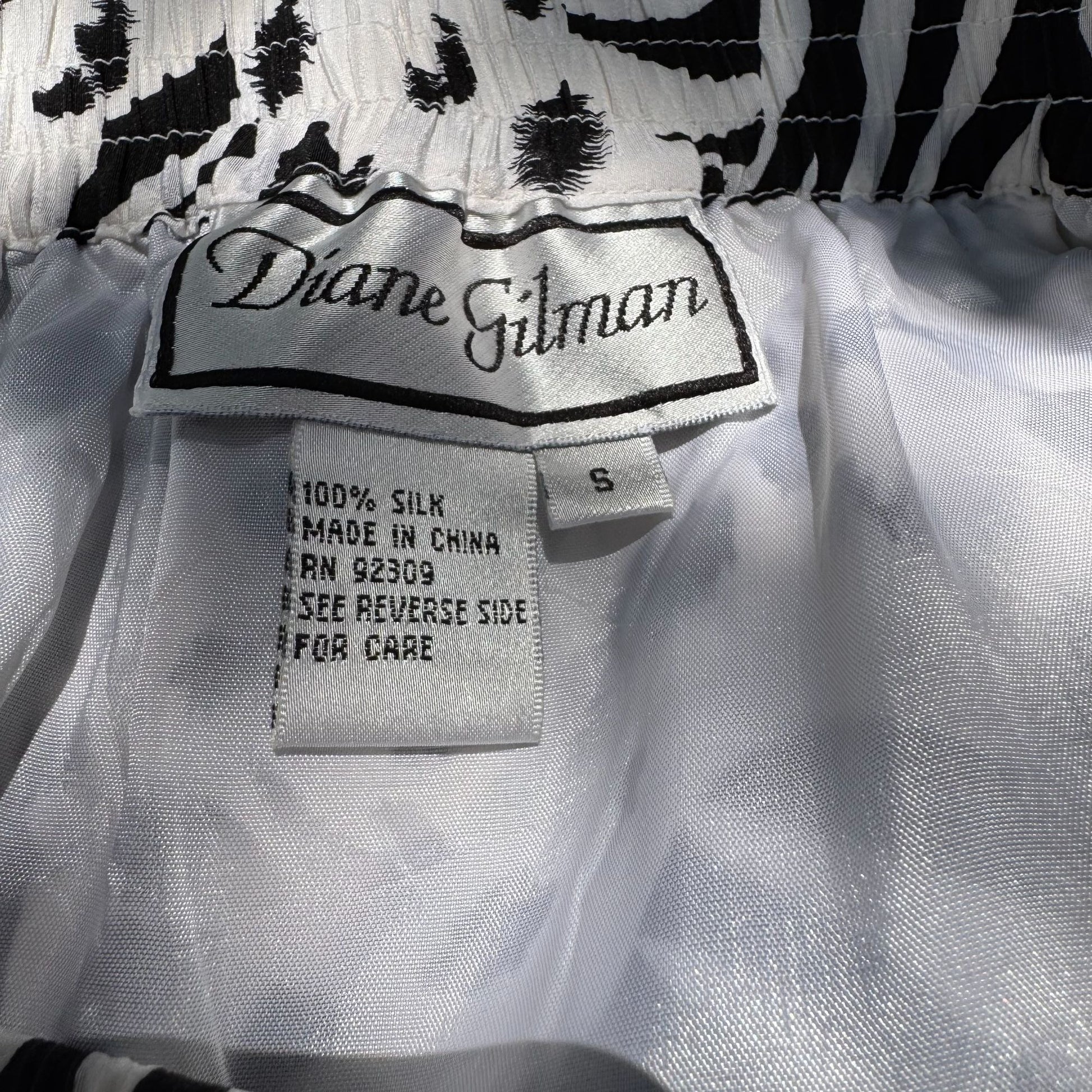 Diane Gilman Vintage Womens Silk Lined Zebra Animal Print Elastic Waist Skirt S