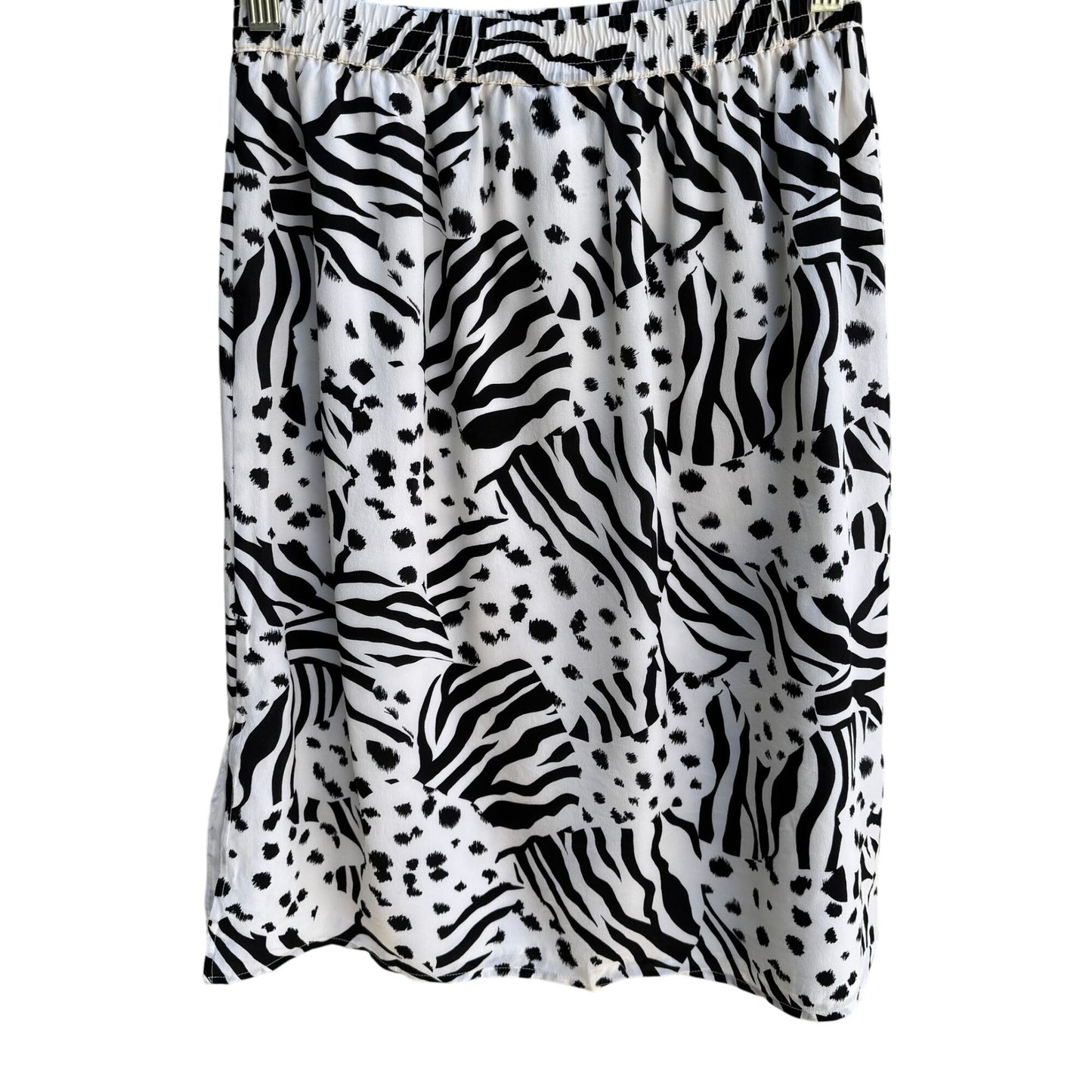 Diane Gilman Vintage Womens Silk Lined Zebra Animal Print Elastic Waist Skirt S