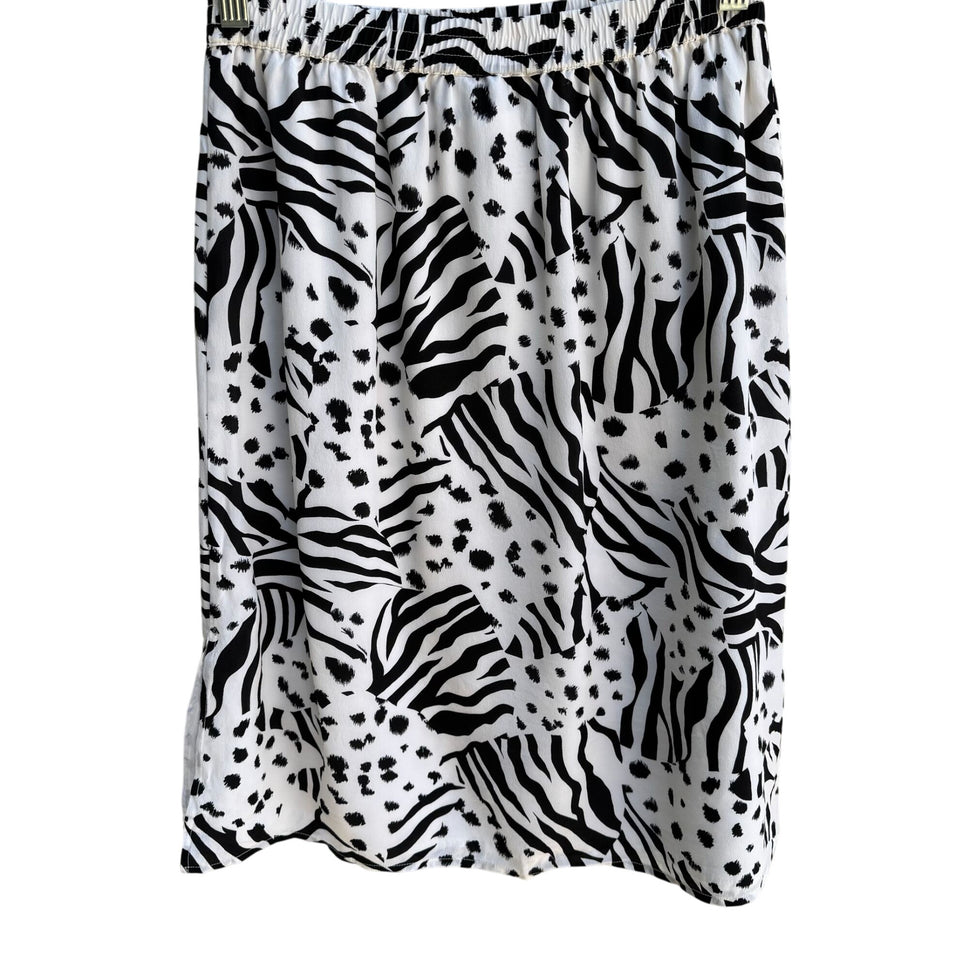 Diane Gilman Vintage Womens Silk Lined Zebra Animal Print Elastic Waist Skirt S