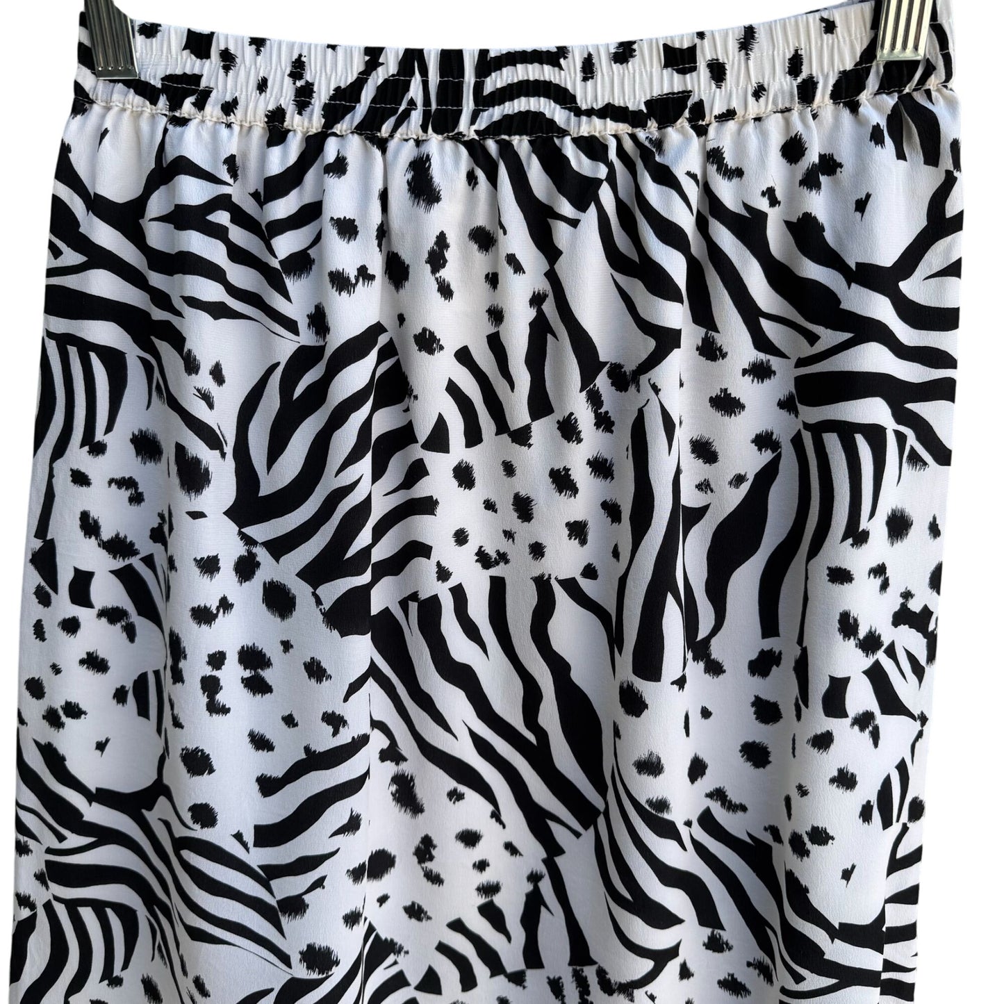 Diane Gilman Vintage Womens Silk Lined Zebra Animal Print Elastic Waist Skirt S